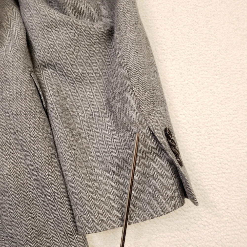 Banana Republic Sport Coat Mens 44R Gray Herringbone Slim Fit Cotton Blazer